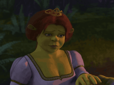 Shrek In Purple Dress And Gold Crown GIF
