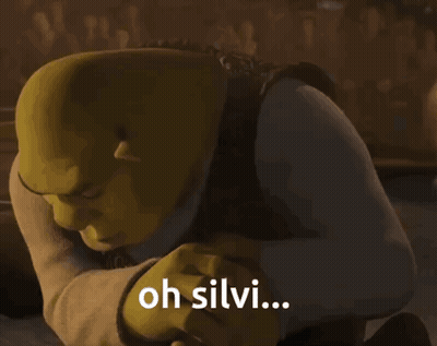 Shrek Is Kneeling Down With The Words Oh Silvi Written Below Him GIF