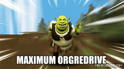 Shrek Is Running On A Dirt Road With The Words Maximum Orgredrive Above Him GIF