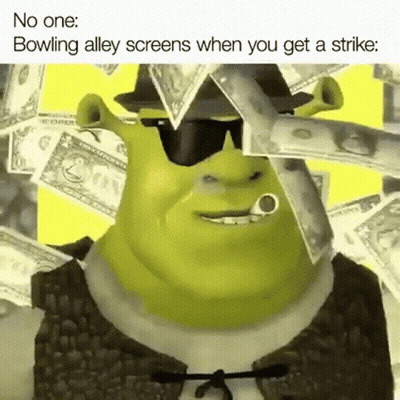 Shrek Is Wearing Sunglasses And Smoking A Pipe While Surrounded By Money . GIF