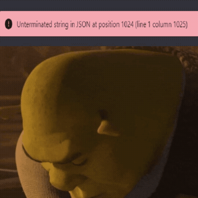 Shrek Looking At JSON Error Screen GIF