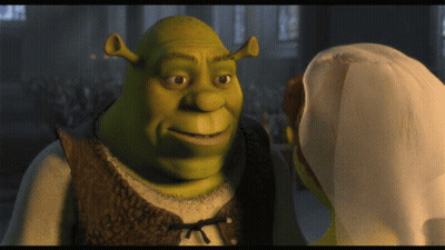 Shrek Looking At Woman In White Dress GIF
