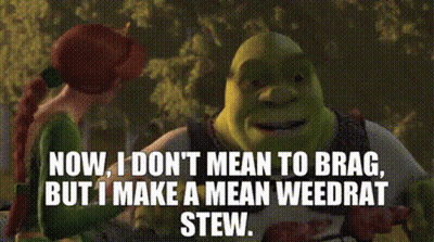 Shrek Saying Now I Don't Mean To Brag But I Make A Mean Weedrat Stew GIF