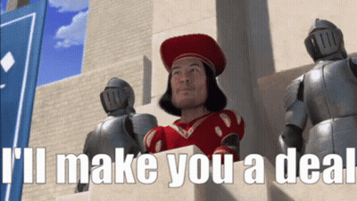 Shrek Says I'll Make You A Deal In Front Of Castle GIF
