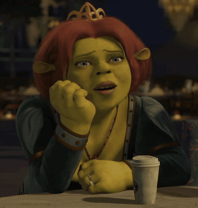 Shrek Sitting At Table With Coffee GIF