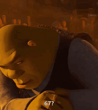 Shrek Smiling Asking Number 67 GIF