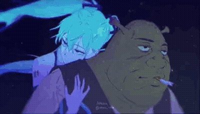 Shrek Smoking Cigarette Next To Girl GIF