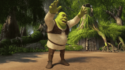 Shrek Standing In Forest With Arms Up GIF