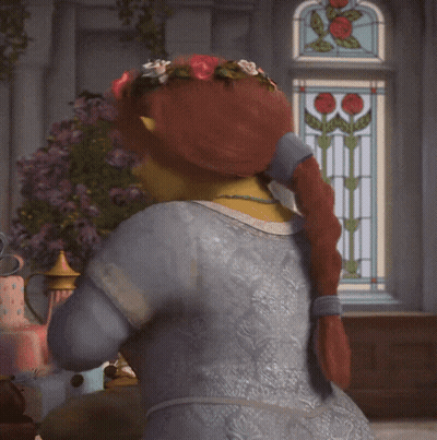 Shrek Standing In Front Of Window With Flowers GIF