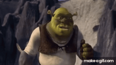 Shrek Standing On Mountain Holding Sword GIF
