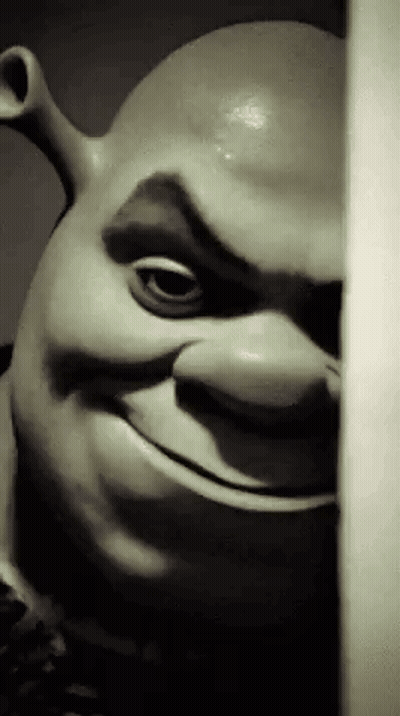 Shrek Statue Peeking Smiling GIF