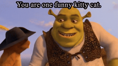 Shrek Tells Cat You Are One Funny Kitty Cat GIF