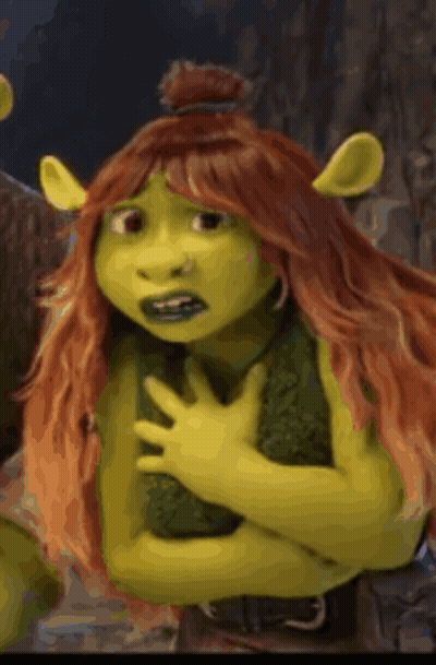 Shrek Wearing Wig Holding Chest GIF