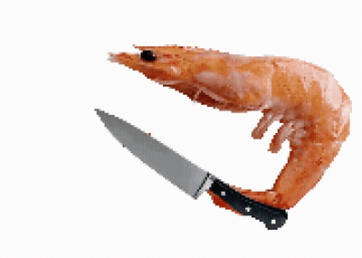 Shrimp With Knife Sticking Out Of Tail GIF