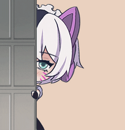 Shy  Catgirl Anime Stalking Behind Door GIF
