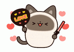 Siamese Kawaii Cat Holding Banner GIF