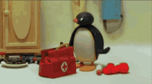 Sick Pingu Coughing Stop Motion Animation GIF