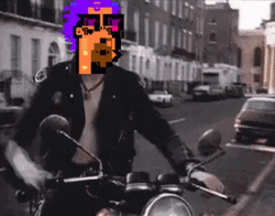 Sid Vicious Body Riding Motorcycle Cartoon Head GIF