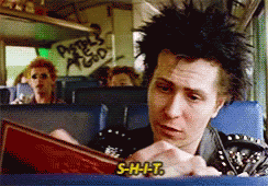 Sid Vicious Inside Bus Checking Wallet GIF