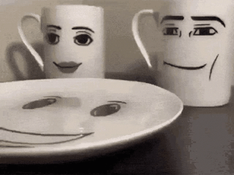 Sigma Face Plate And Mugs Meme GIF