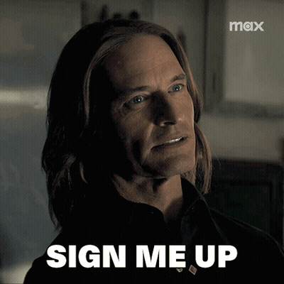 Sign Me Up Long Haired Man Max Logo GIF