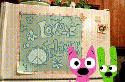 Sign On Refrigerator Says Loves Flowers GIF