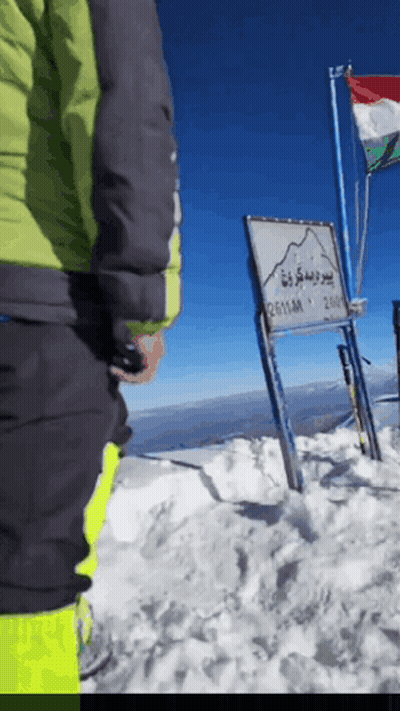 Sign On Snow Covered Mountain Says 2611M GIF