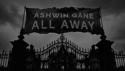 Sign Saying Ashwin Gane All Away Above Gate GIF