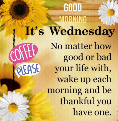 Sign Saying It's Wednesday With Flowers GIF