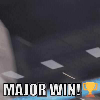 Sign Saying Major Win With Trophy GIF