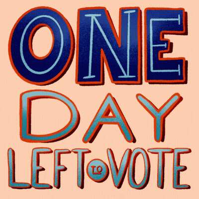 Sign Saying One Day Left To Vote GIF