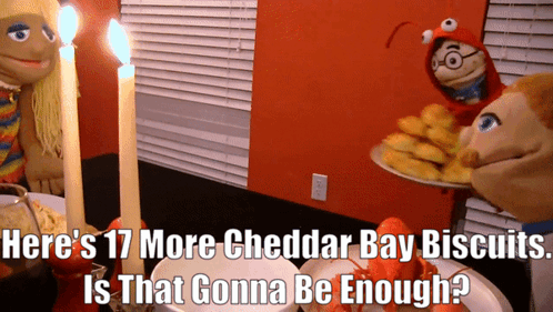 Sign Saying There's 17 More Cheddar Bay Biscuits GIF