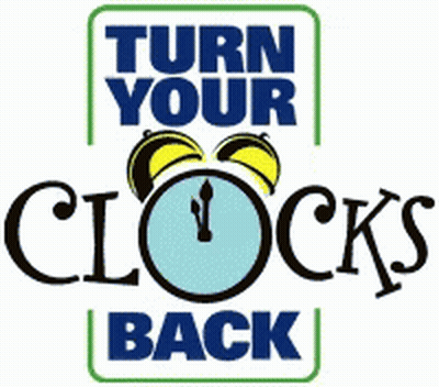 Sign Saying Turn Your Clocks Back With Clock GIF