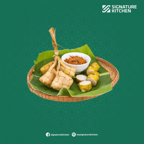 Signature Kitchen Tray Of Food On Banana Leaf GIF