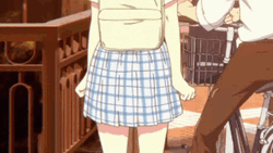 Silent Voice Nishimiya Holding Skirt GIF