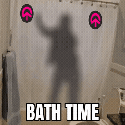 Silhouette Behind Shower Curtain Bath Time GIF
