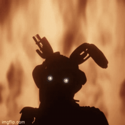 Silhouette Bunny Glowing Eyes Fire Background GIF