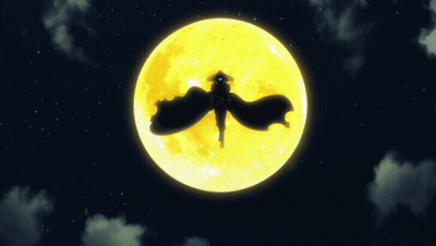 Silhouette Flying Over Full Moon GIF