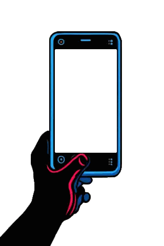 Silhouette Hand Holding Cell Phone Sticker