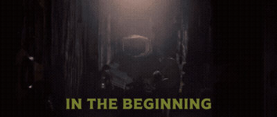 Silhouette In Cave Saying In The Beginning GIF