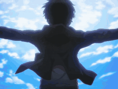 Silhouette Man Arms Outstretched Blue Sky GIF