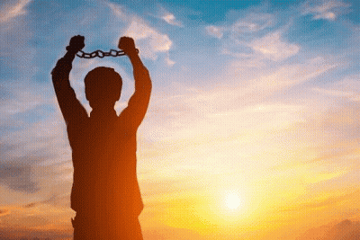 Silhouette Man Holding Chain At Sunset GIF
