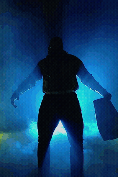 Silhouette Man Holding Large Axe
