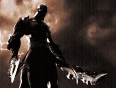 Silhouette Man Holding Large Sword GIF