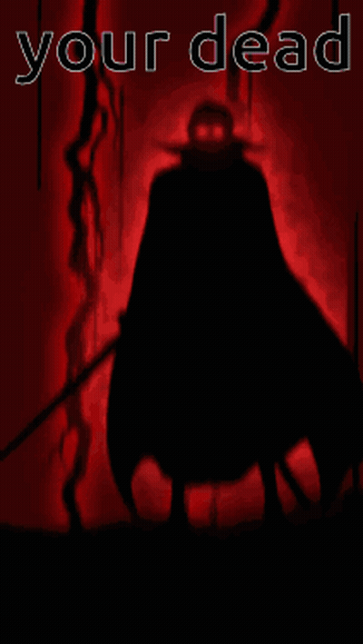 Silhouette Man Holding Sword Saying Your Dead GIF