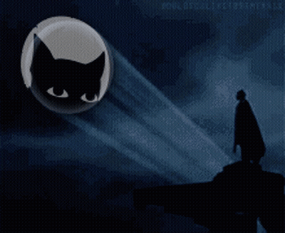 Silhouette Man In Front Of Cat Eye Sphere GIF