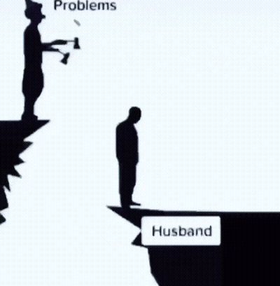 Silhouette Man On Cliff With Snow Globe Saying Problems And Husband Winston GIF
