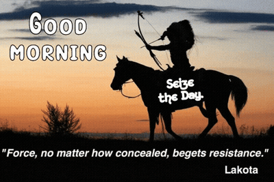 Silhouette Man Riding Horse Saying Good Morning Seize The Day GIF