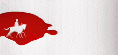 Silhouette Man Riding Horse With Red Spots