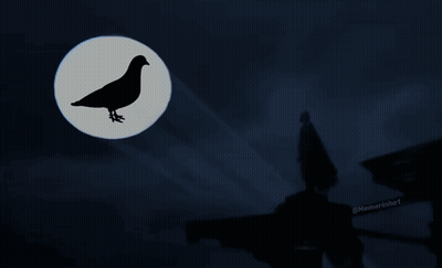 Silhouette Man Running Moon Bird GIF